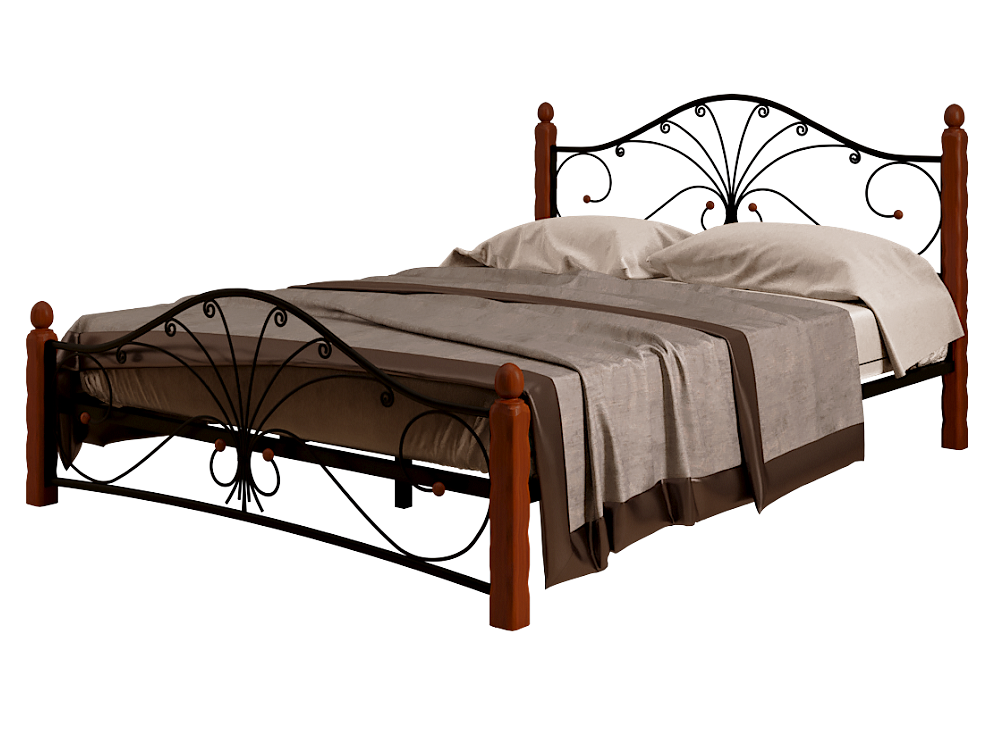 Кровать “Фортуна 1” чёрный / махагон (красно-коричневый)