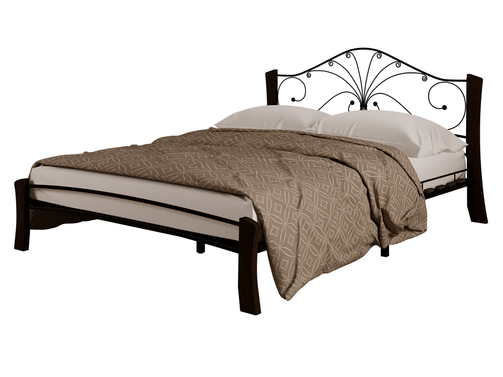 Кровать “Фортуна 4 Лайт" чёрный / шоколад (тёмно-коричневый)