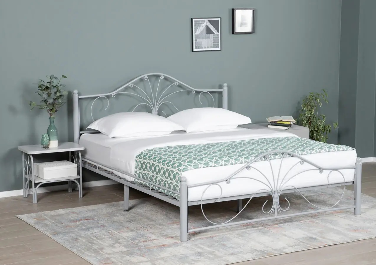 Комплект кровать “Прованс” серый + 2 тумбы 