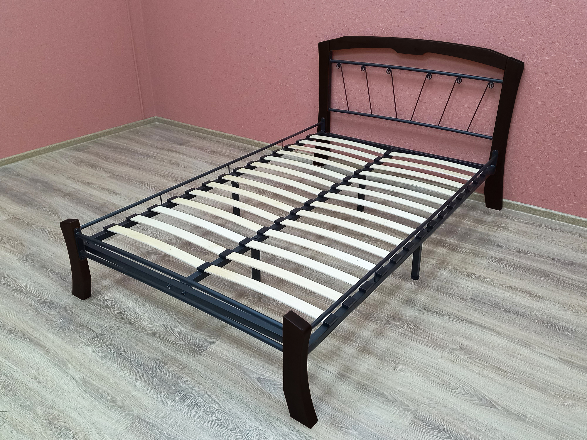 Кровать “Муза 4 Лайт” чёрный / шоколад (тёмно-коричневый)