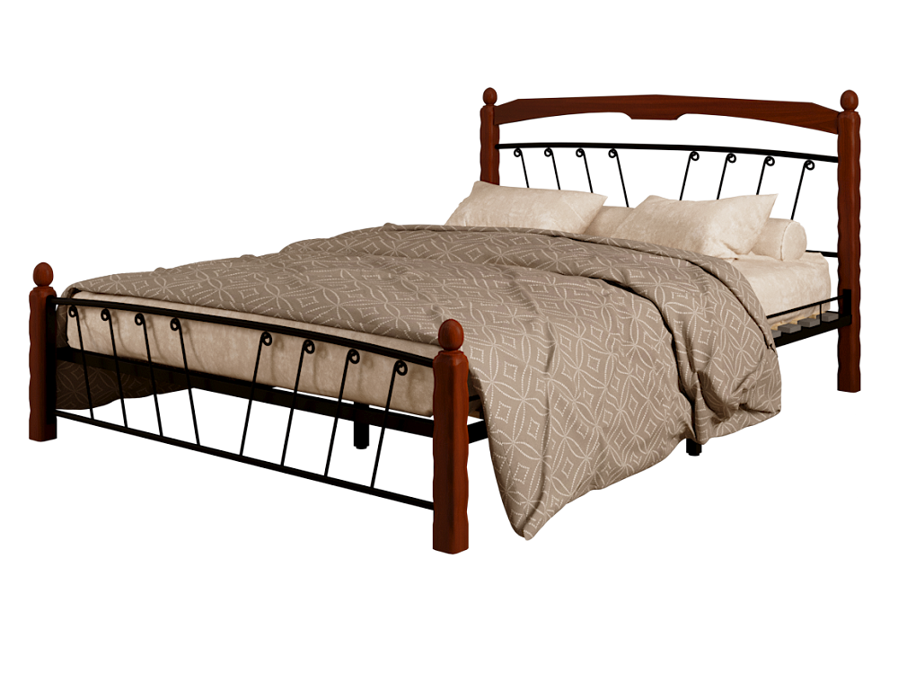 Кровать "Муза 1" чёрный / махагон (красно-коричневый)