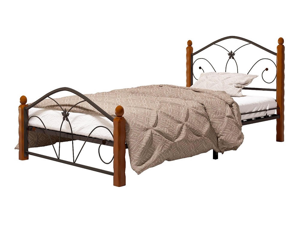 Кровать “Селена 1” чёрный / махагон (красно-коричневый)