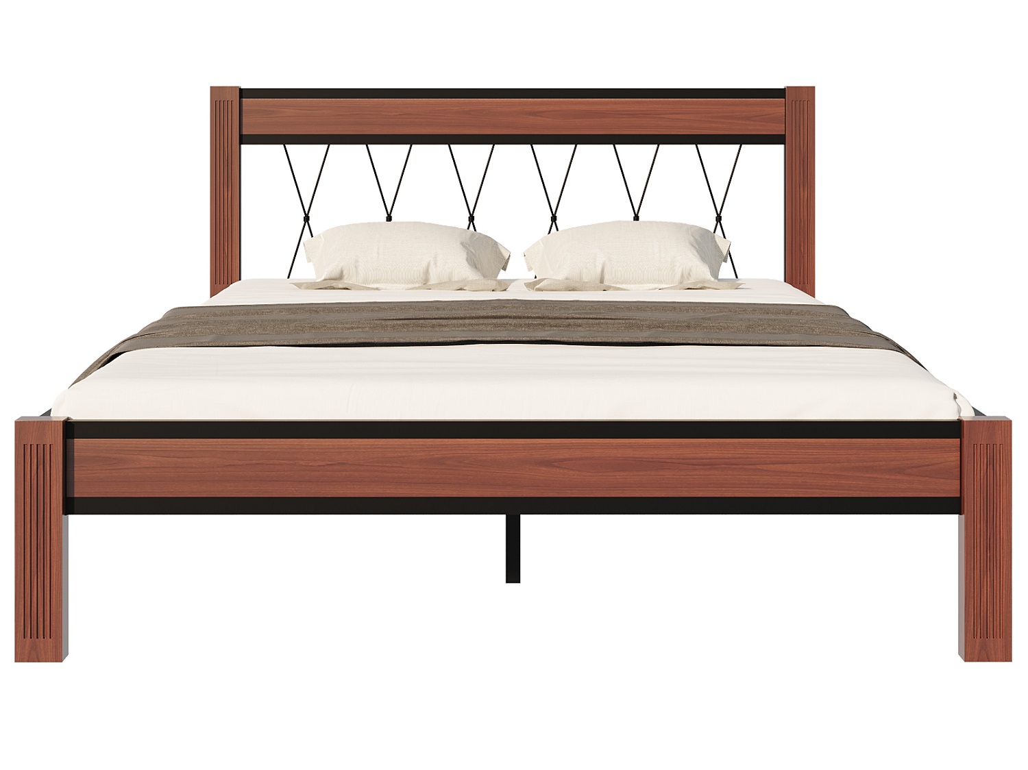 Кровать "Кантри" чёрный / махагон (красно-коричневый)